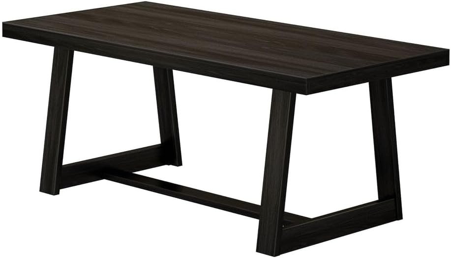 72 Inch Farmhouse Dining Table, Solid Wood Rustic Kitchen Table, Large Wooden Rectangular Dinner Table for Dining Room, Home Office, Living Room Furniture, Easy Assembly, Black Wirebrush